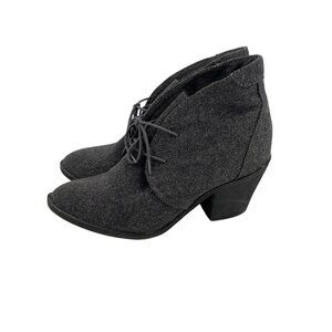 BLOWFISH Women's Gray Wool Lace Up Heel Booties US 8